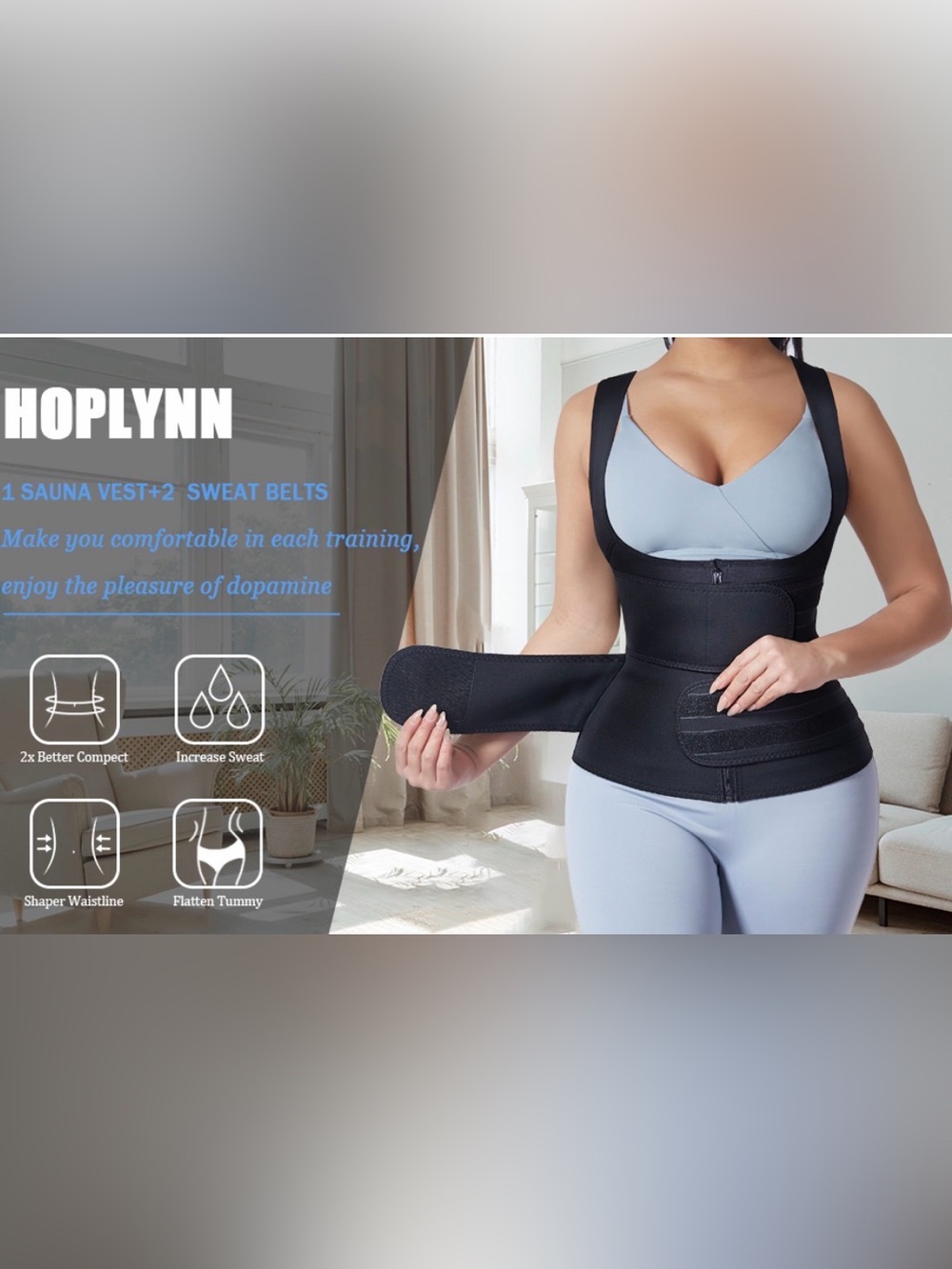 Hoplynn Neoprene Waist Trainer Sweat Vest Front Zip Compression XL